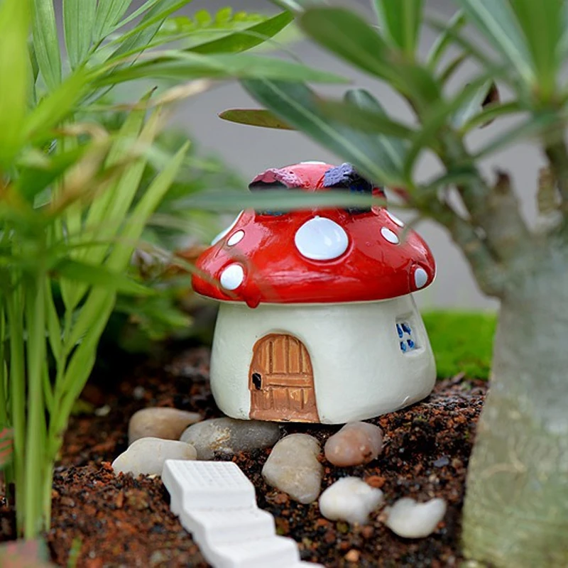 1Pc Mushroom House Resin Fairy Garden Craft Decoration Miniature Micro Gnome Terrarium Mediterranean House Castle 4 Sizes 1Pc Mushroom House Resin Fairy Garden Craft Decoration Miniature Micro Gnome Terrarium Mediterranean House Castle 4 Sizes