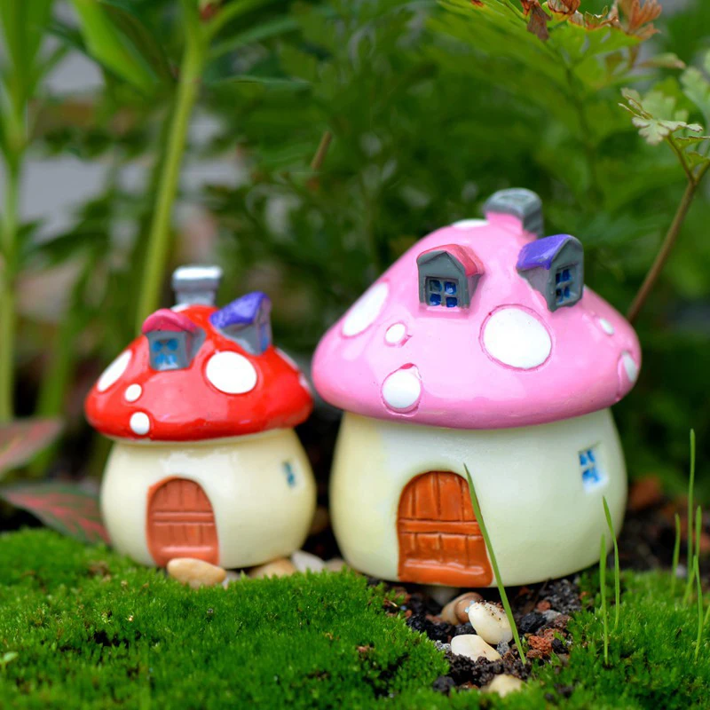 1Pc Mushroom House Resin Fairy Garden Craft Decoration Miniature Micro Gnome Terrarium Mediterranean House Castle 4 Sizes 1Pc Mushroom House Resin Fairy Garden Craft Decoration Miniature Micro Gnome Terrarium Mediterranean House Castle 4 Sizes