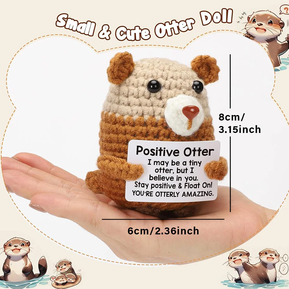 Positive Energy Duck Doll Hug Pocket Mini Handmade Plush Wool Knitting Dolls Funny Emotional Support Crochet Gift for Birthday