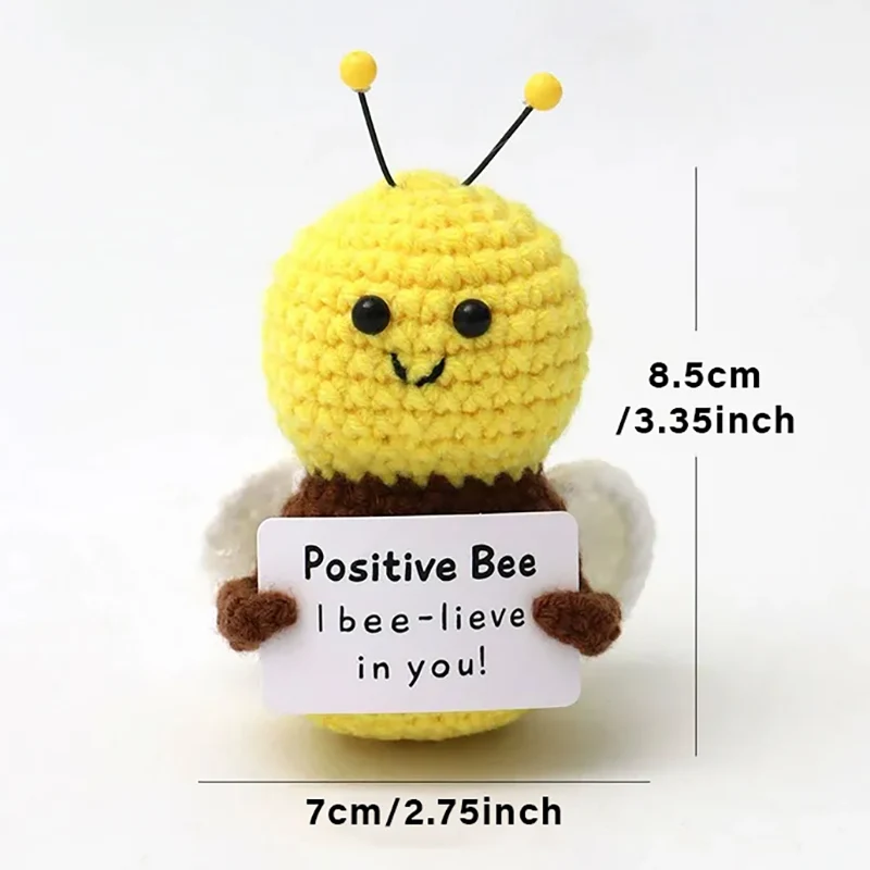 Positive Energy Duck Doll Hug Pocket Mini Handmade Plush Wool Knitting Dolls Funny Emotional Support Crochet Gift for Birthday