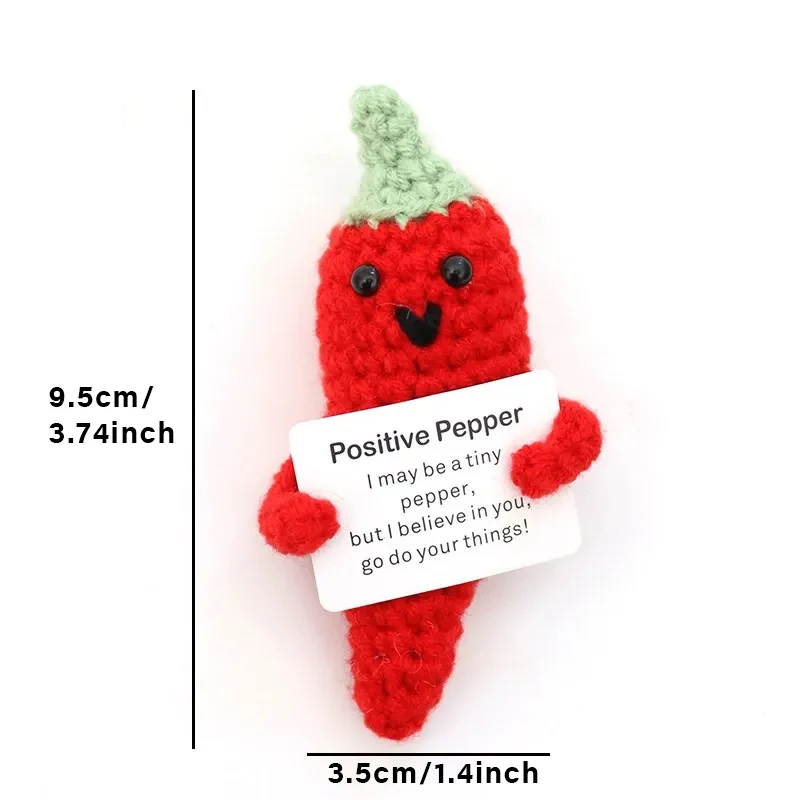 Positive Energy Duck Doll Hug Pocket Mini Handmade Plush Wool Knitting Dolls Funny Emotional Support Crochet Gift for Birthday