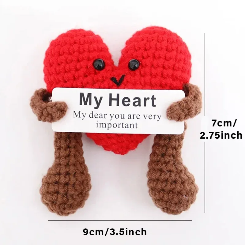 Positive Energy Duck Doll Hug Pocket Mini Handmade Plush Wool Knitting Dolls Funny Emotional Support Crochet Gift for Birthday