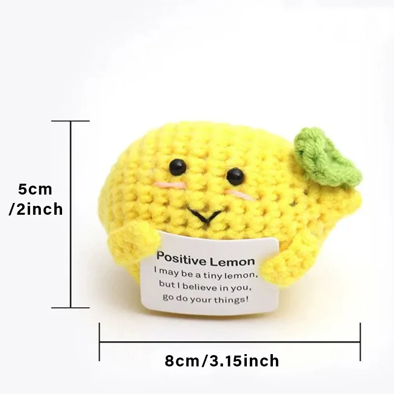 Positive Energy Duck Doll Hug Pocket Mini Handmade Plush Wool Knitting Dolls Funny Emotional Support Crochet Gift for Birthday