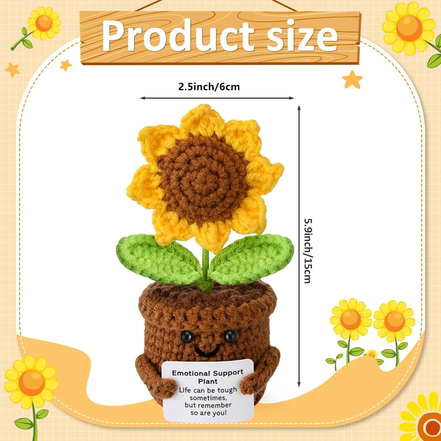 Positive Energy Crochet Doll Pocket Hug Handmade Knitted Plush Potato Plant Avocado Bee Turtle Duck Funny Emotional Support Gift