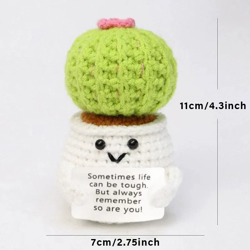 Positive Energy Crochet Doll Pocket Hug Handmade Knitted Plush Potato Plant Avocado Bee Turtle Duck Funny Emotional Support Gift