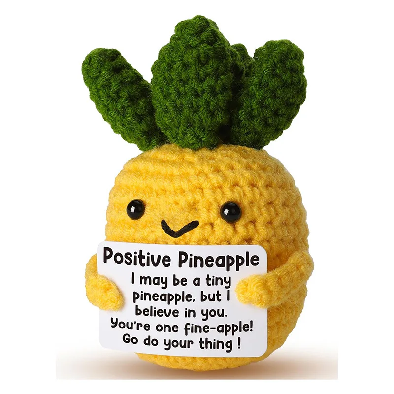 New Positive Crochet Cat Doll Cute Emotional Support Pineapple Desktop Ornament Emotional Inspirational Support Gift for Women