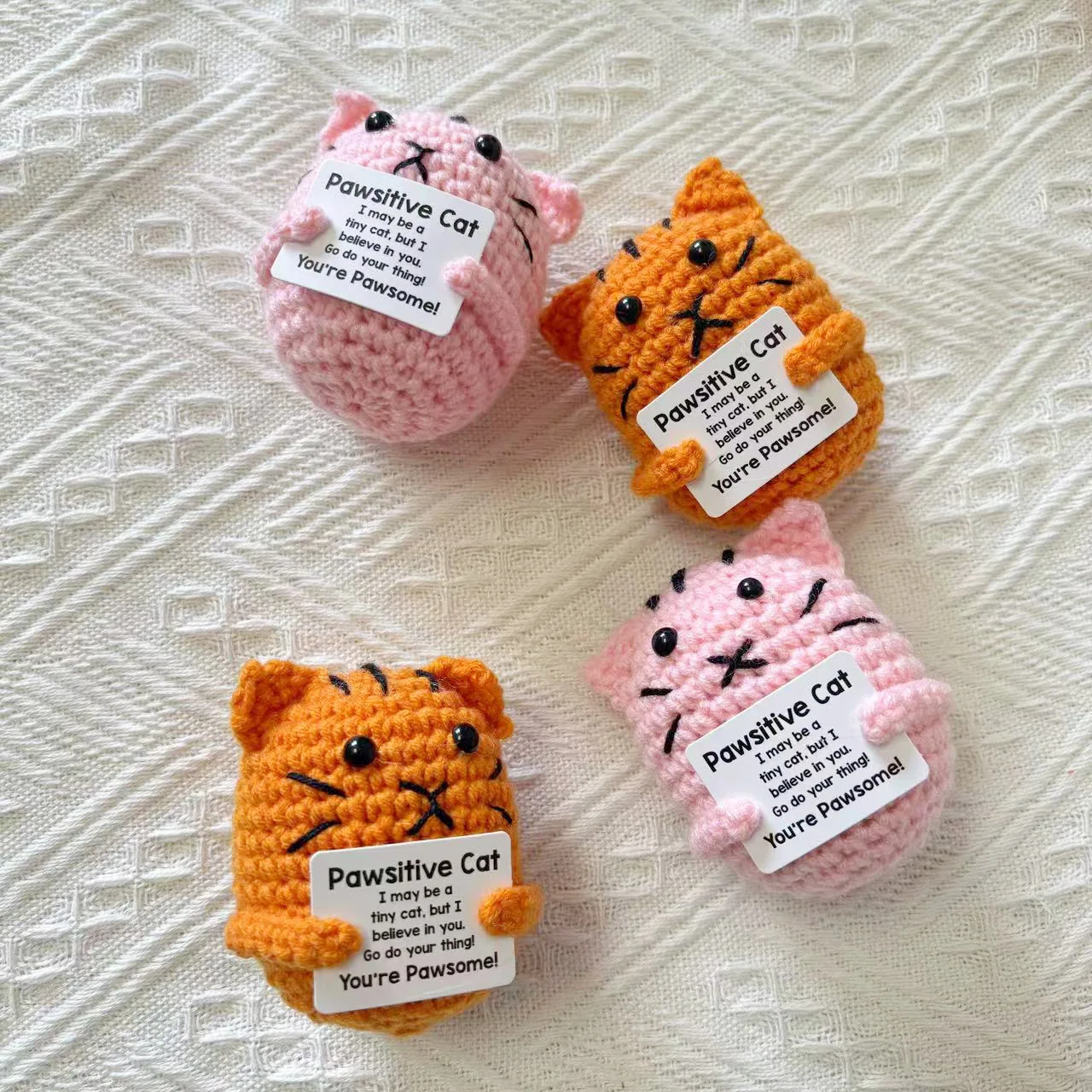 New Positive Crochet Cat Doll Cute Emotional Support Pineapple Desktop Ornament Emotional Inspirational Support Gift for Women