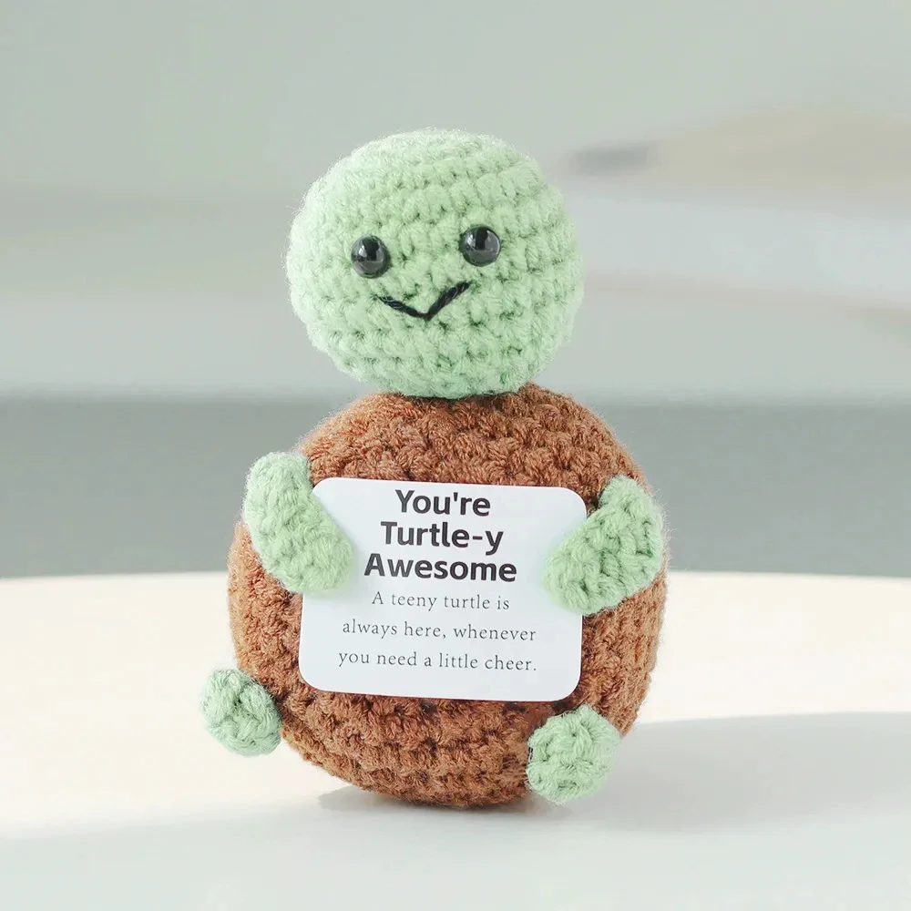 Mini Positive Potato Funny Avocado Duck Cute Knitted Crochet Doll with Card for Women Men Mom Dad Friend Birthday Cheer Up Gifts