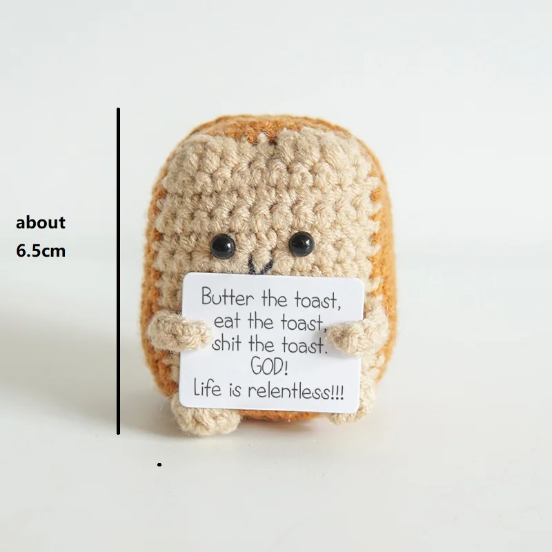 Positive Energy Potato Hug Pocket Mini Handmade Plush Wool Knitting Doll with Card Funny Christams Gift Home Room Decoration