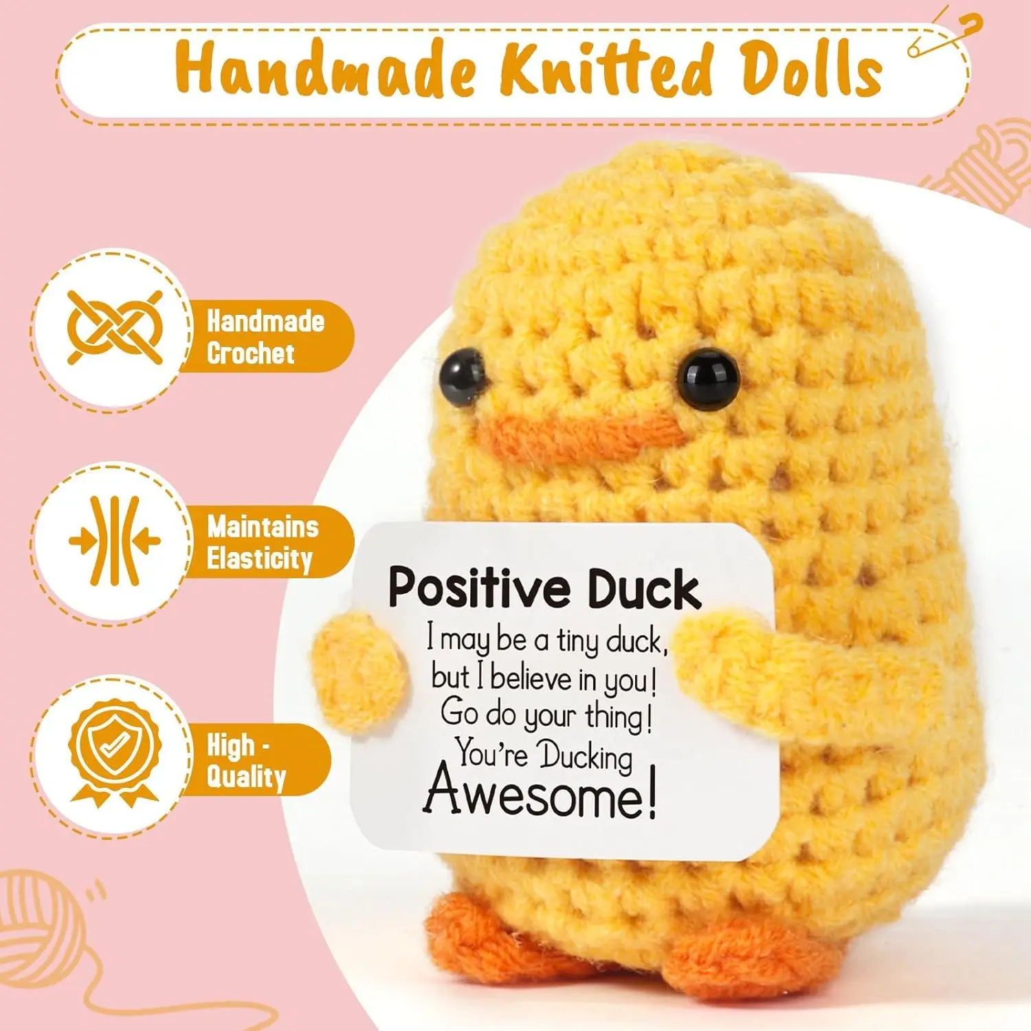 Positive Energy Pocket Hug Crochet Doll, Mini Handmade Knitted Plush Potato Turtle Vegetable Duck Funny Support Gift with Card Positive Energy Pocket Hug Crochet Doll, Mini Handmade Knitted Plush Potato Turtle Vegetable Duck Funny Support Gift with Card