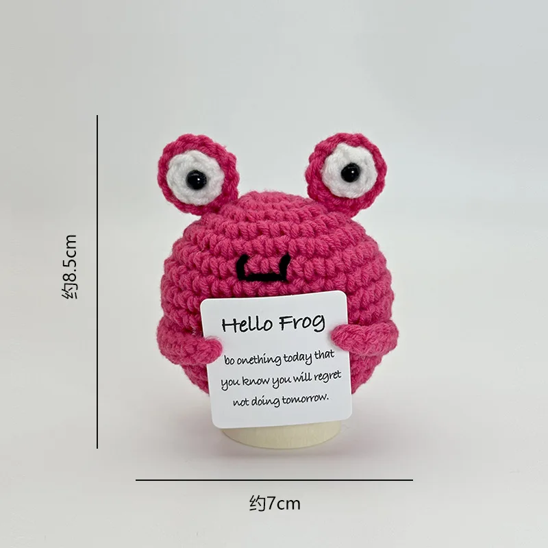 Funny Positive Crochet Sunshine Doll Desktop Ornament Handmade Cheer Emotional Support Positive Sun with Card Home Party Decor