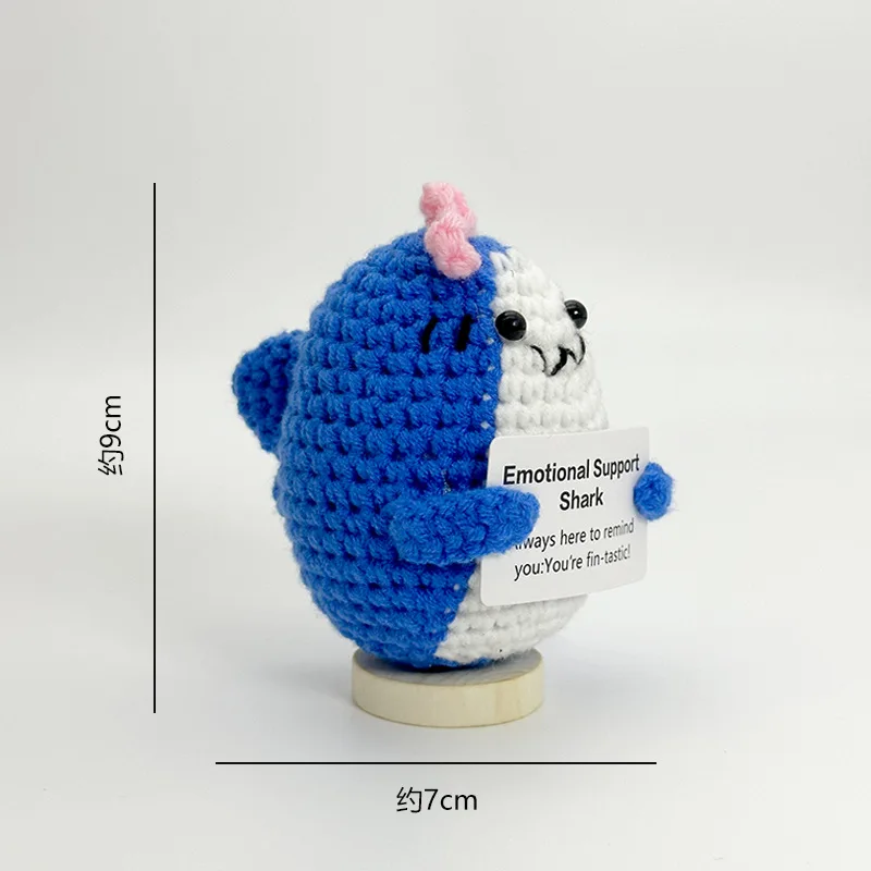 Funny Positive Crochet Sunshine Doll Desktop Ornament Handmade Cheer Emotional Support Positive Sun with Card Home Party Decor