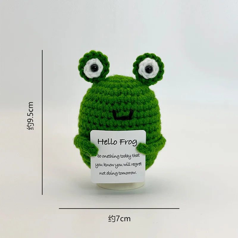 Funny Positive Crochet Sunshine Doll Desktop Ornament Handmade Cheer Emotional Support Positive Sun with Card Home Party Decor