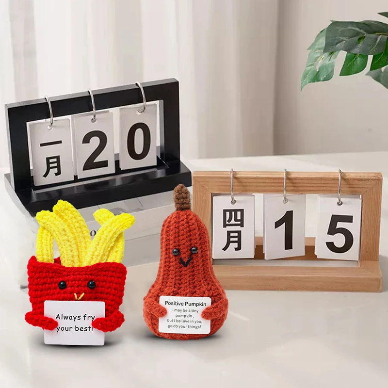 Crochet Positive Energy Animal Mini Pocket Hug Handmade Plush Knitted Potatoes Hand-woven Desktop Decor Christmas Decoration