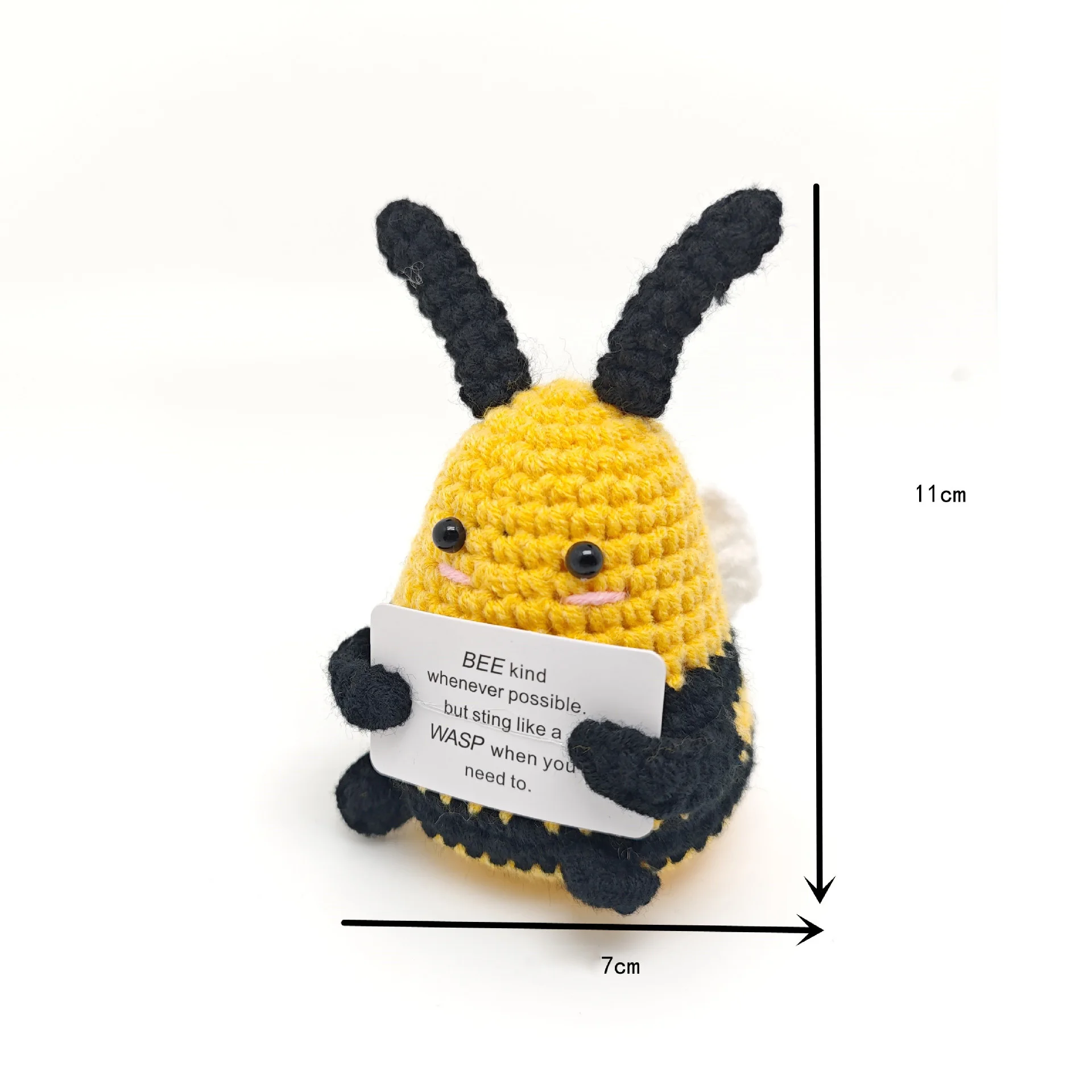 Funny Crochet Positive Energy Shark Doll With Card Emotional Support Crochet Cute Knitted Woolen Bee Room Decor Christmas Gifts