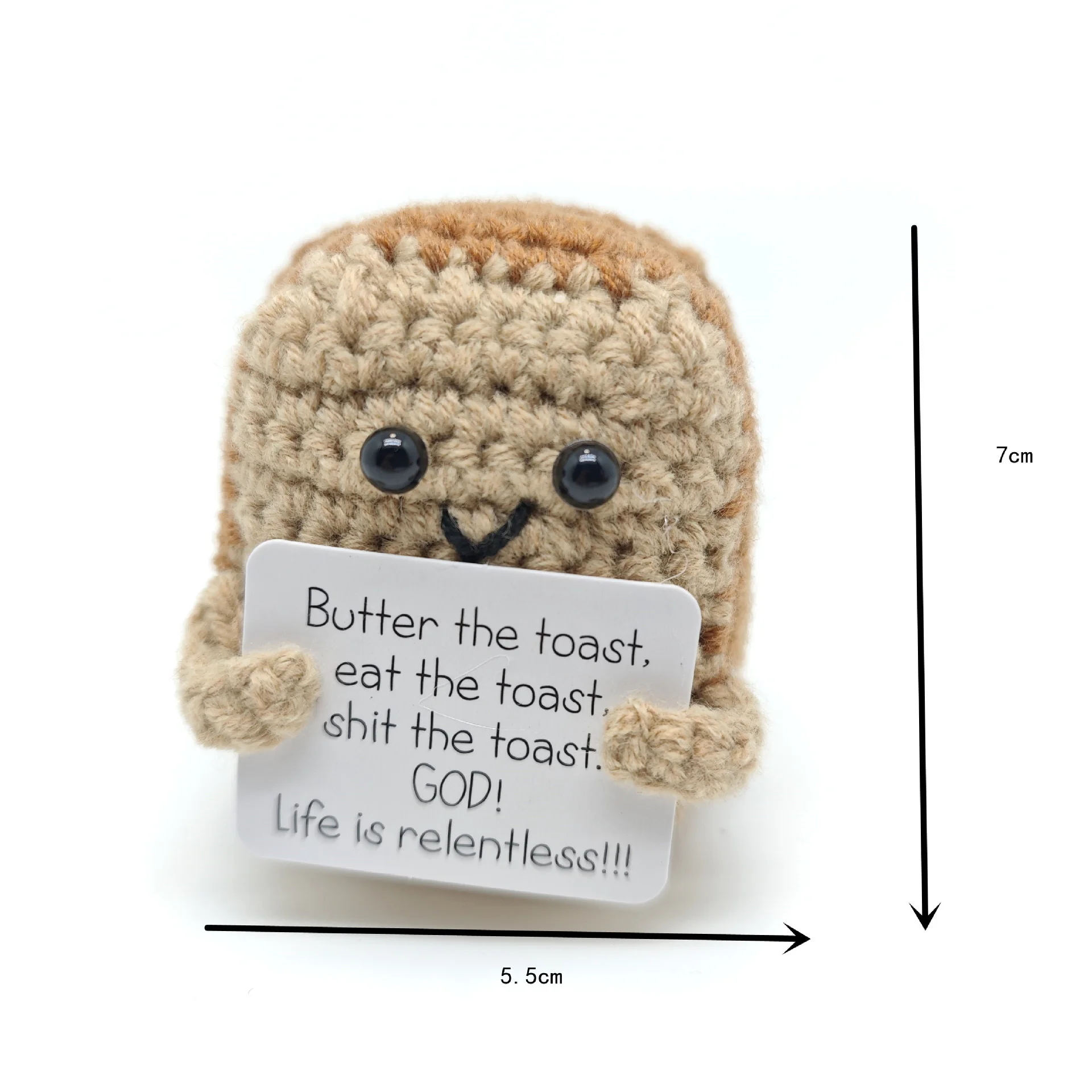 Funny Crochet Positive Energy Shark Doll With Card Emotional Support Crochet Cute Knitted Woolen Bee Room Decor Christmas Gifts