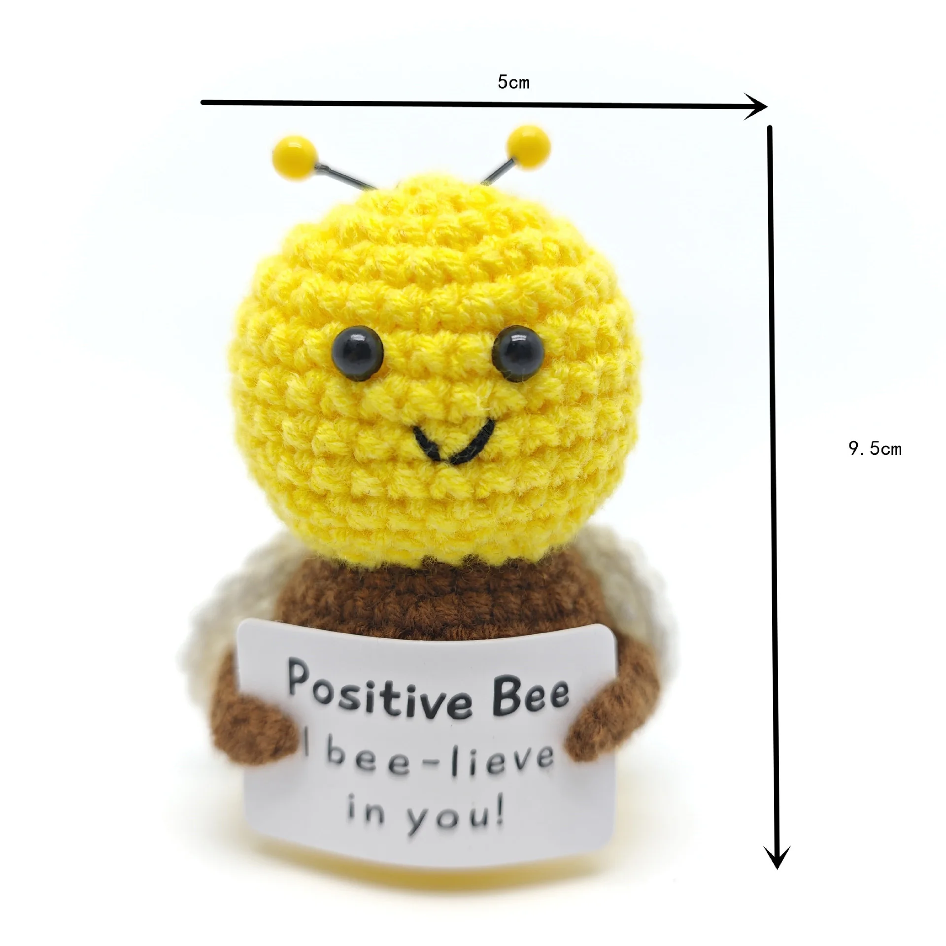 Funny Crochet Positive Energy Shark Doll With Card Emotional Support Crochet Cute Knitted Woolen Bee Room Decor Christmas Gifts