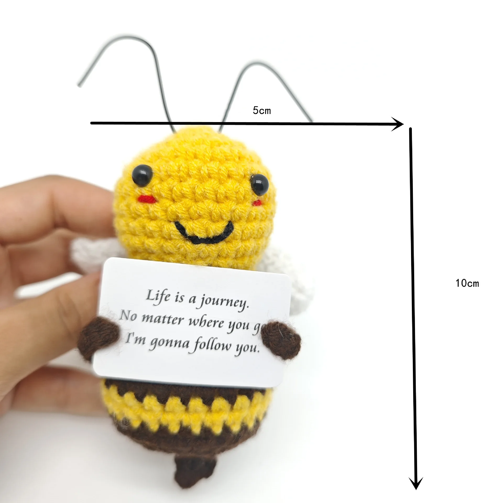 Funny Crochet Positive Energy Shark Doll With Card Emotional Support Crochet Cute Knitted Woolen Bee Room Decor Christmas Gifts