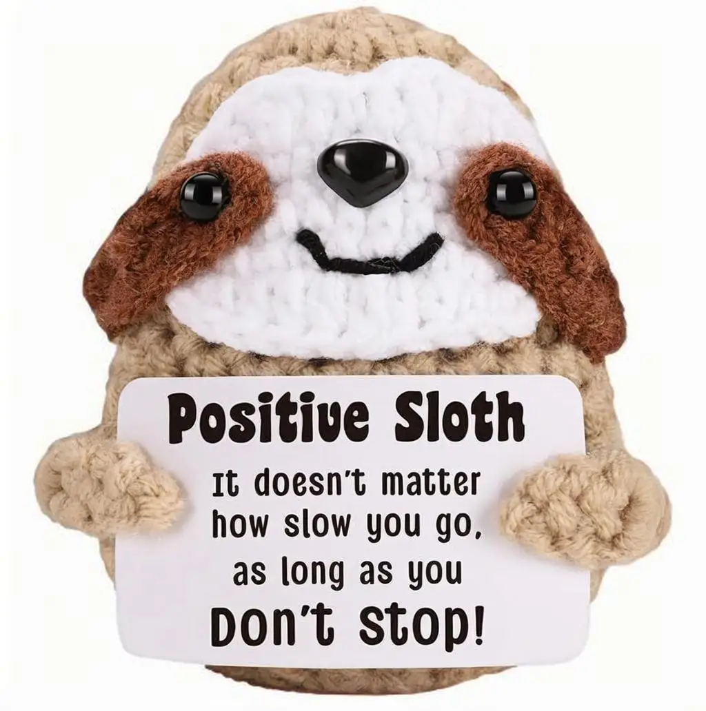 Mini Funny Positive Crochet Cow Gifts - Emotional Inspirational Support Gift for Women Men Coworker Friends Teen Birthday Mother