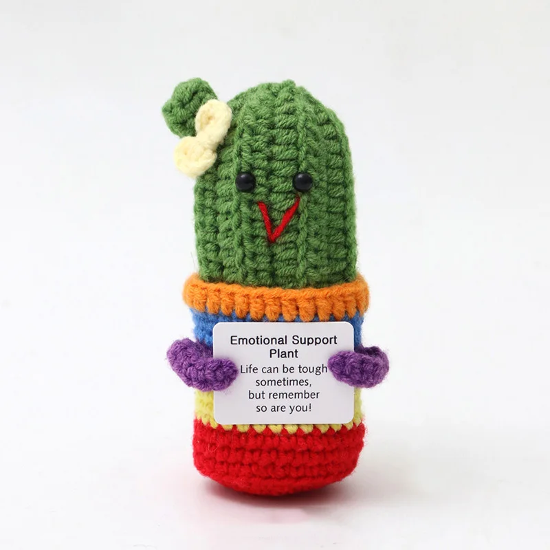 Cute Handwoven Positive Energy Duck Ornaments Handmade Crochet Support Emotional Pickles Cucumber Home Room Decor Christmas Gift