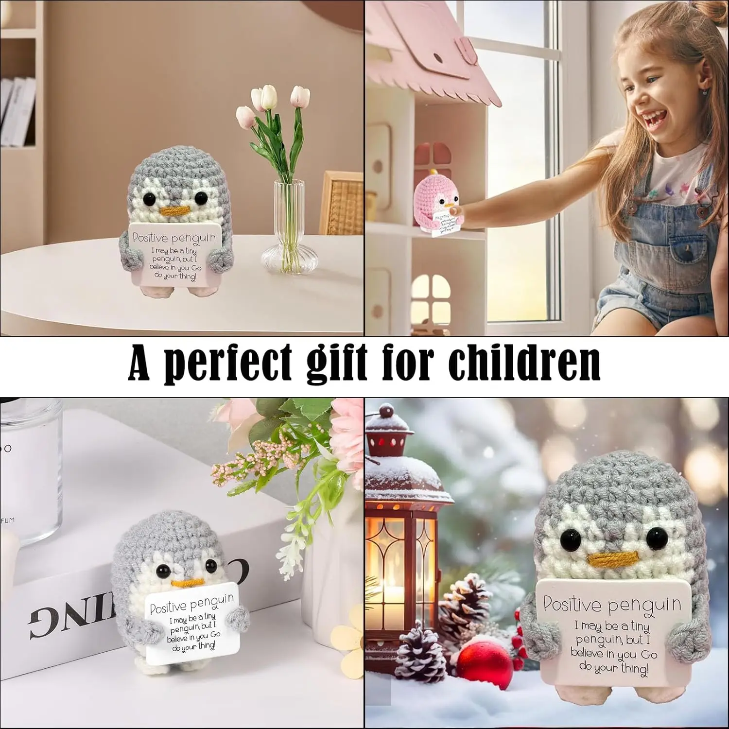 Positive Energy Penguin Hug Pocket Mini Handmade Plush Wool Knitting Doll with Card Funny Birthday Gifts Home Room Decoration Positive Energy Penguin Hug Pocket Mini Handmade Plush Wool Knitting Doll with Card Funny Birthday Gifts Home Room Decoration