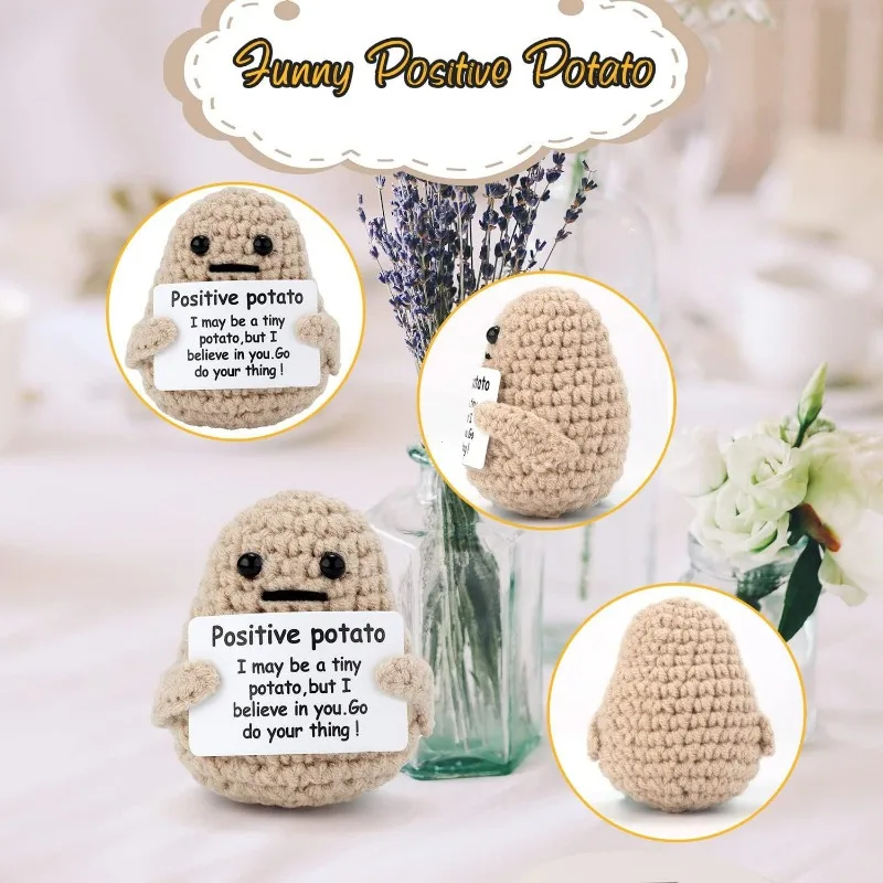 Positive Energy Potato Hug Pocket Mini Handmade Plush Wool Knitting Doll with Card Funny Christams Birthday Gift Home Decoration Positive Energy Potato Hug Pocket Mini Handmade Plush Wool Knitting Doll with Card Funny Christams Birthday Gift Home Decoration