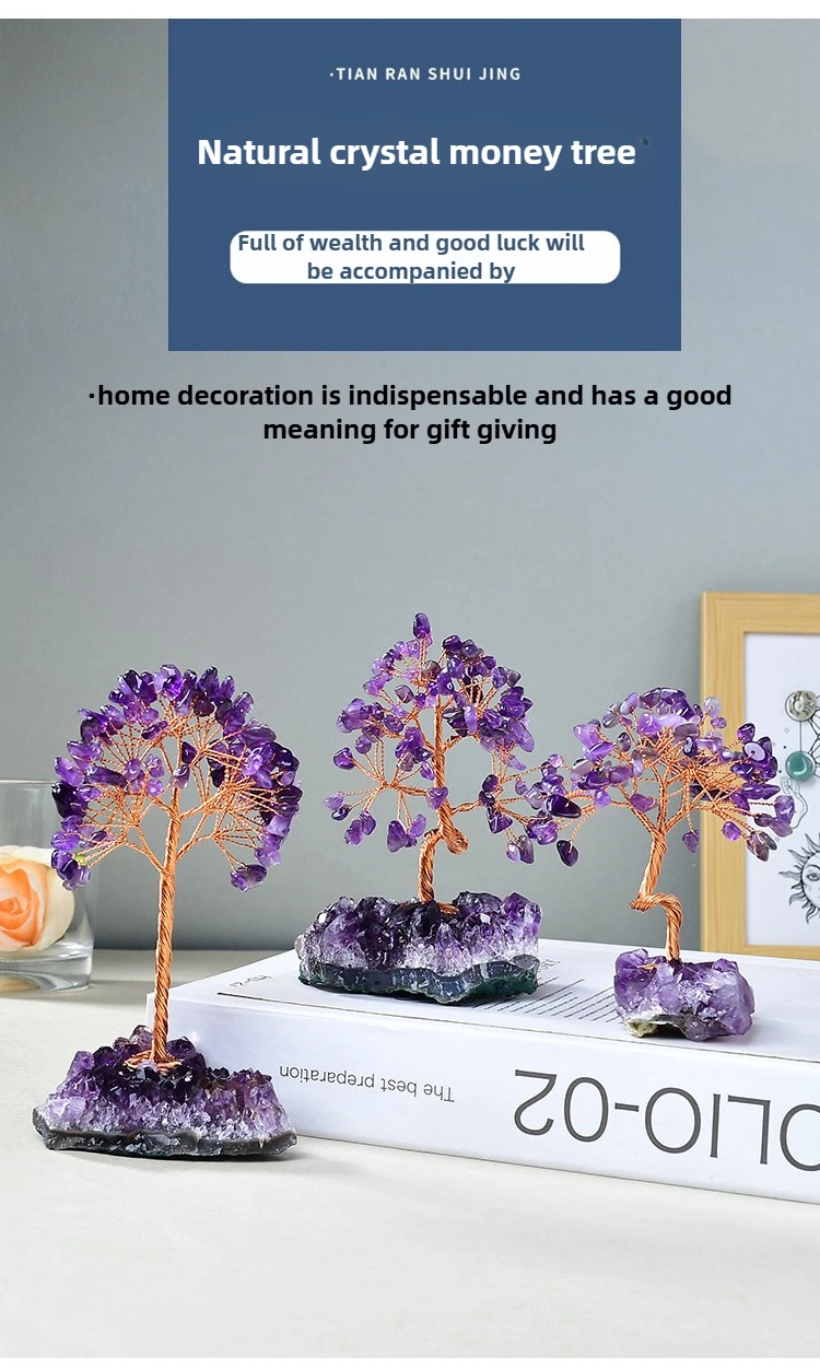 Natural Amethyst Crystal Money Tree on Geode Base | Feng Shui Wealth, Luck & Positive Energy Home/Office Decor Natural Amethyst Crystal Money Tree on Geode Base | Feng Shui Wealth, Luck & Positive Energy Home/Office Decor