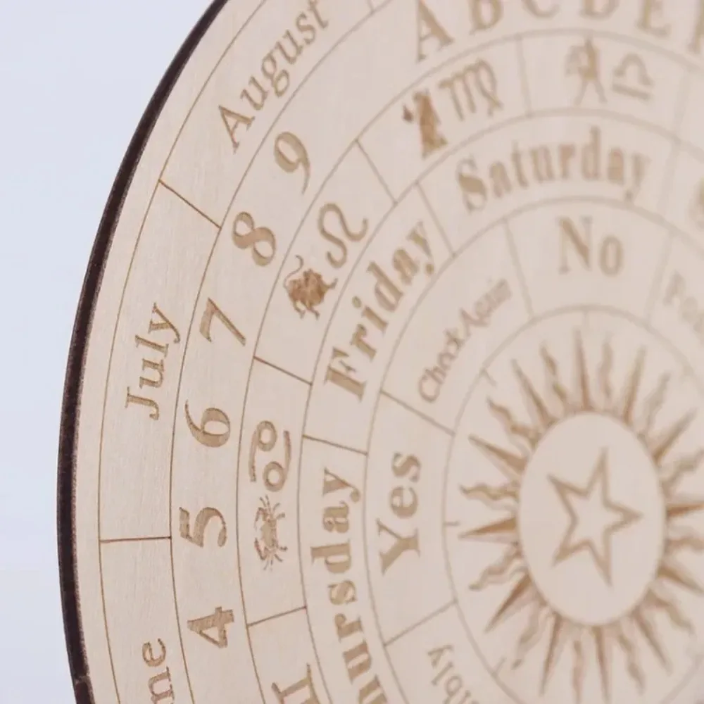 12 Zodiac Divination Board - Wooden Pendulum for Meditation & Dowsing, Moon Sun Star Altar Decor for Wiccan Yoga Room