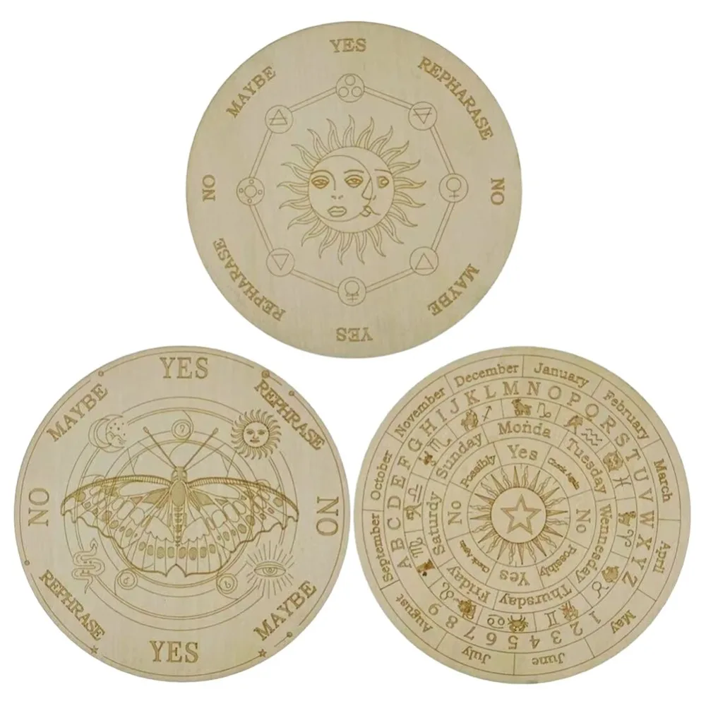 12 Zodiac Divination Board - Wooden Pendulum for Meditation & Dowsing, Moon Sun Star Altar Decor for Wiccan Yoga Room