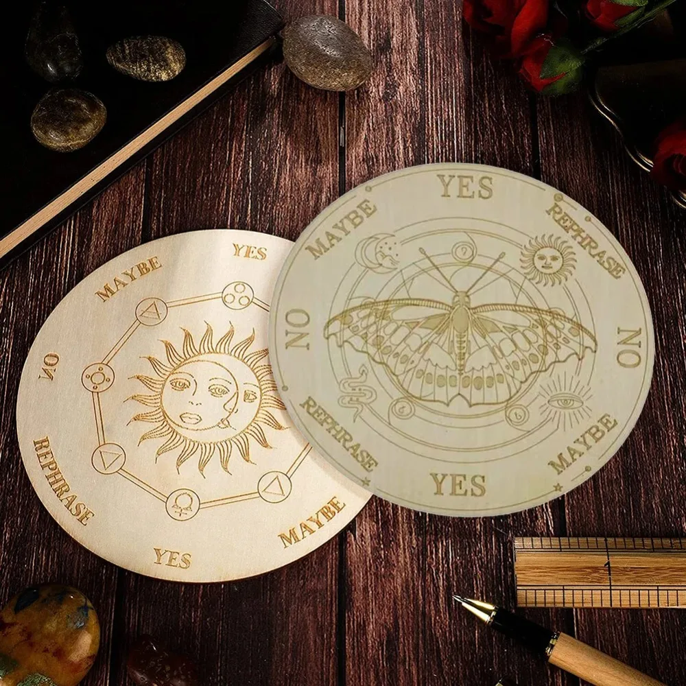 12 Zodiac Divination Board - Wooden Pendulum for Meditation & Dowsing, Moon Sun Star Altar Decor for Wiccan Yoga Room