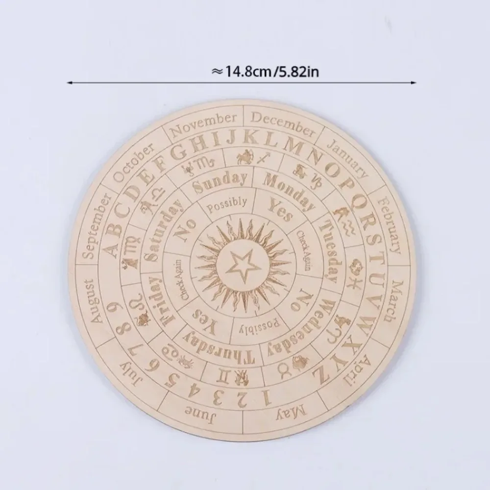 12 Zodiac Divination Board - Wooden Pendulum for Meditation & Dowsing, Moon Sun Star Altar Decor for Wiccan Yoga Room