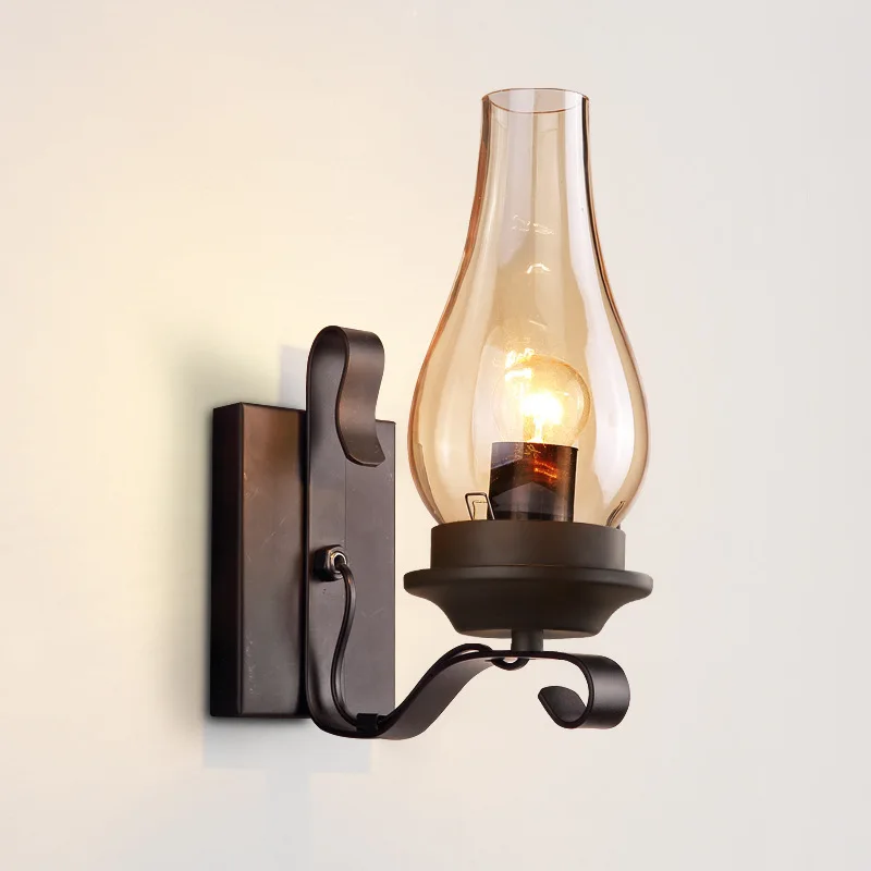 Retro Industrial Iron Wall Lamp Vintage kerosene Wall Light For Restaurant Corridor Bedroom Bedside Cafe  Hotel Loft Sconce