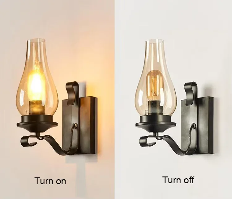 Retro Industrial Iron Wall Lamp Vintage kerosene Wall Light For Restaurant Corridor Bedroom Bedside Cafe  Hotel Loft Sconce