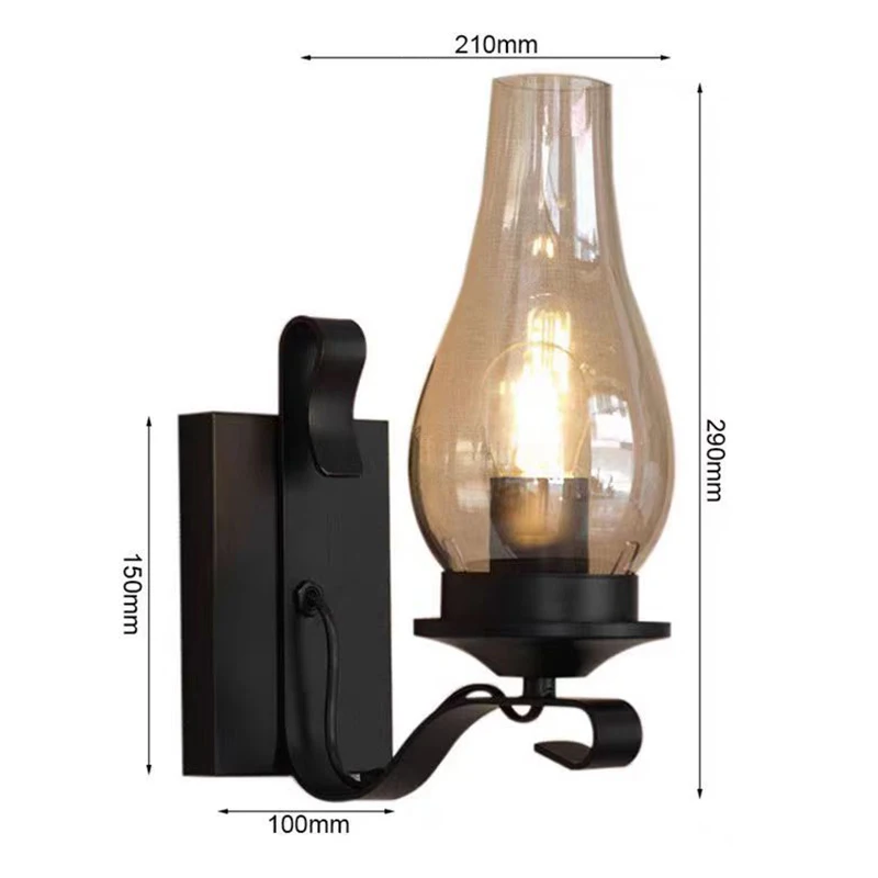 Retro Industrial Iron Wall Lamp Vintage kerosene Wall Light For Restaurant Corridor Bedroom Bedside Cafe  Hotel Loft Sconce