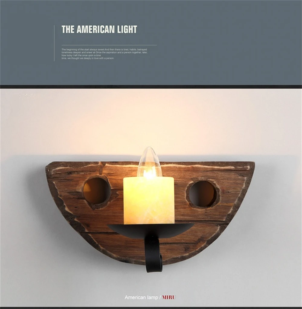 Industrial Wood Wall Lamp Vintage Loft Home Decoration Wall Light Sconces Metal Glass Lampshad For Living Room Bedside Lighting Industrial Wood Wall Lamp Vintage Loft Home Decoration Wall Light Sconces Metal Glass Lampshad For Living Room Bedside Lighting