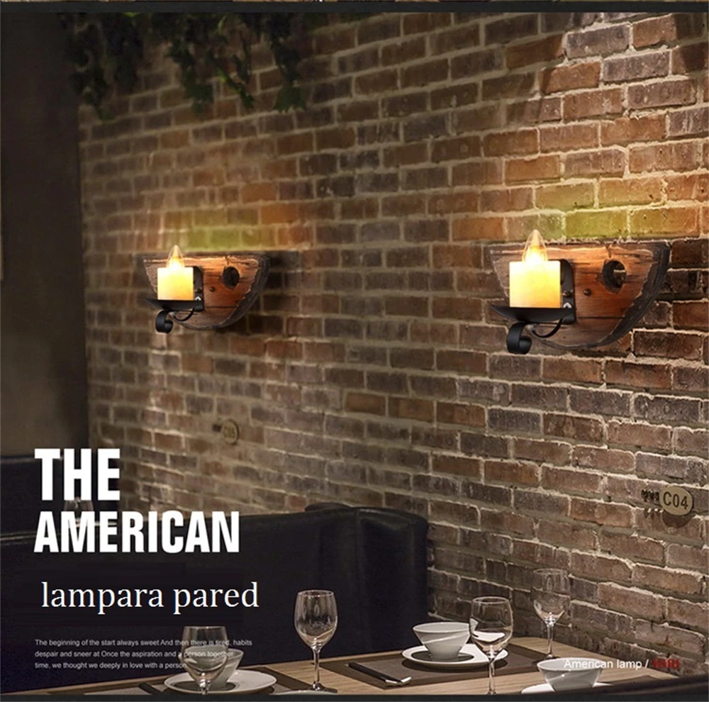 Industrial Wood Wall Lamp Vintage Loft Home Decoration Wall Light Sconces Metal Glass Lampshad For Living Room Bedside Lighting Industrial Wood Wall Lamp Vintage Loft Home Decoration Wall Light Sconces Metal Glass Lampshad For Living Room Bedside Lighting