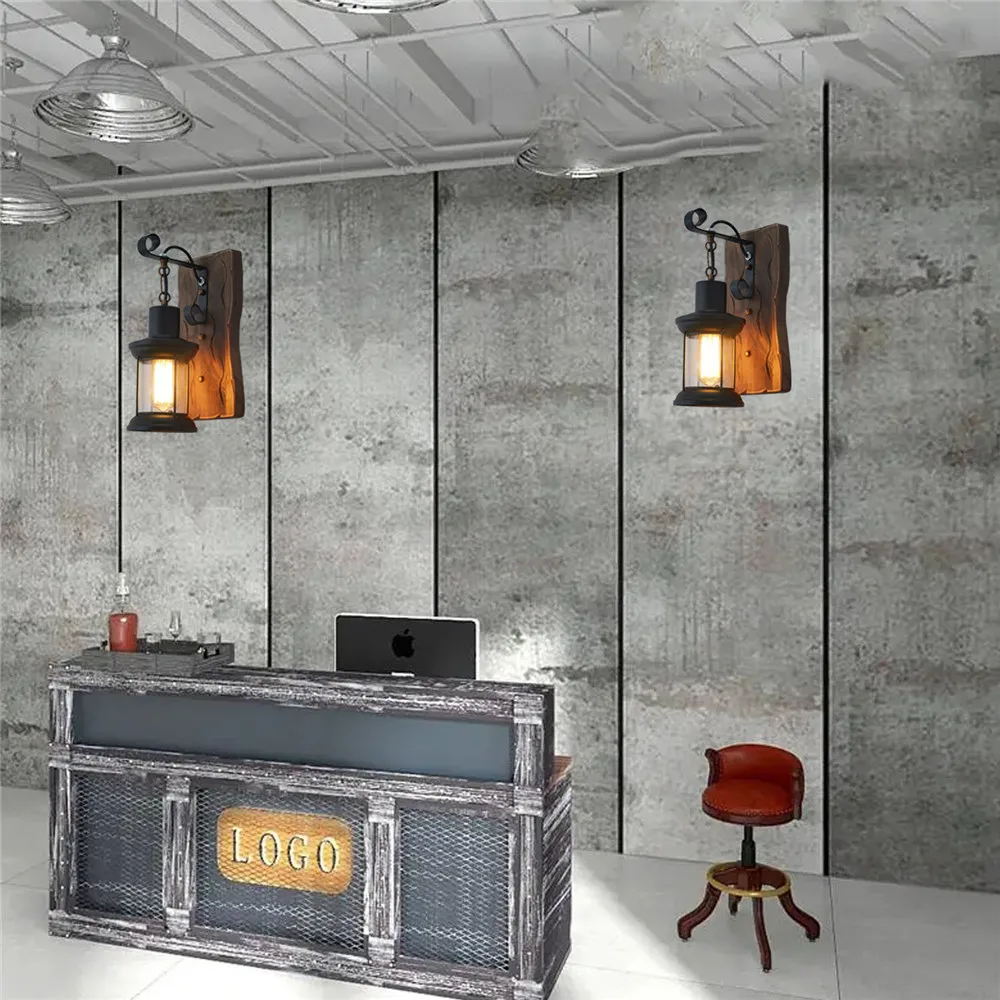 Industrial Wood Wall Lamp Vintage Loft Home Decoration Wall Light Sconces Metal Glass Lampshad For Living Room Bedside Lighting Industrial Wood Wall Lamp Vintage Loft Home Decoration Wall Light Sconces Metal Glass Lampshad For Living Room Bedside Lighting