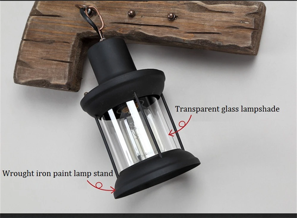 Industrial Wood Wall Lamp Vintage Loft Home Decoration Wall Light Sconces Metal Glass Lampshad For Living Room Bedside Lighting Industrial Wood Wall Lamp Vintage Loft Home Decoration Wall Light Sconces Metal Glass Lampshad For Living Room Bedside Lighting