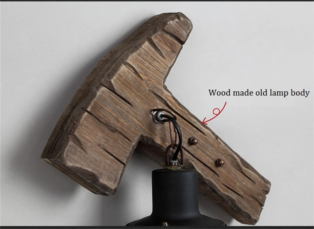 Industrial Wood Wall Lamp Vintage Loft Home Decoration Wall Light Sconces Metal Glass Lampshad For Living Room Bedside Lighting Industrial Wood Wall Lamp Vintage Loft Home Decoration Wall Light Sconces Metal Glass Lampshad For Living Room Bedside Lighting