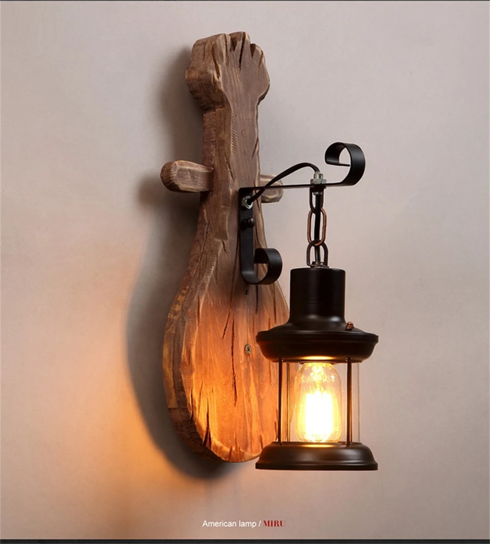 Industrial Wood Wall Lamp Vintage Loft Home Decoration Wall Light Sconces Metal Glass Lampshad For Living Room Bedside Lighting Industrial Wood Wall Lamp Vintage Loft Home Decoration Wall Light Sconces Metal Glass Lampshad For Living Room Bedside Lighting