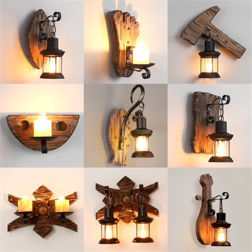 Industrial Wood Wall Lamp Vintage Loft Home Decoration Wall Light Sconces Metal Glass Lampshad For Living Room Bedside Lighting Industrial Wood Wall Lamp Vintage Loft Home Decoration Wall Light Sconces Metal Glass Lampshad For Living Room Bedside Lighting