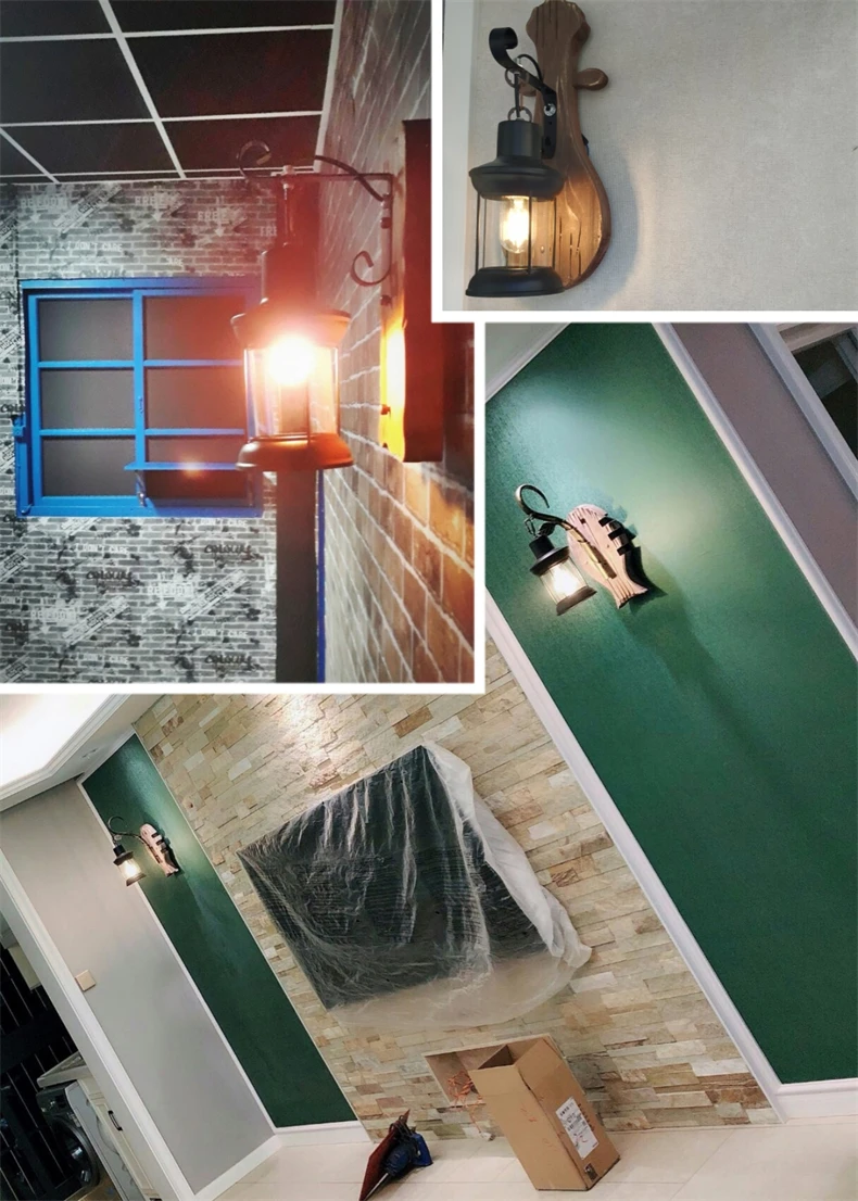 Industrial Wood Wall Lamp Vintage Loft Home Decoration Wall Light Sconces Metal Glass Lampshad For Living Room Bedside Lighting