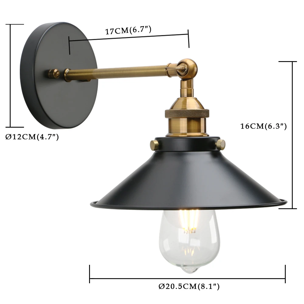 Phansthy 7.87 Inches Vintage Industrial Metal Wall Sconce Lighting 180 Degree Adjustable Wall Lamp Phansthy 7.87 Inches Vintage Industrial Metal Wall Sconce Lighting 180 Degree Adjustable Wall Lamp