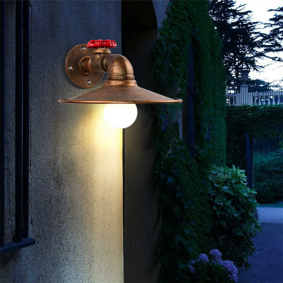 Steam Punk Loft Wall Lights Iron Rust Industrial Water Pipe Retro Ceiling Lamps Vintage E27 Sconce for Living Room Bedroom Bar