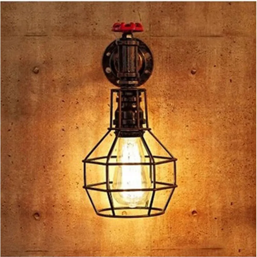 Steam Punk Loft Wall Lights Iron Rust Industrial Water Pipe Retro Ceiling Lamps Vintage E27 Sconce for Living Room Bedroom Bar