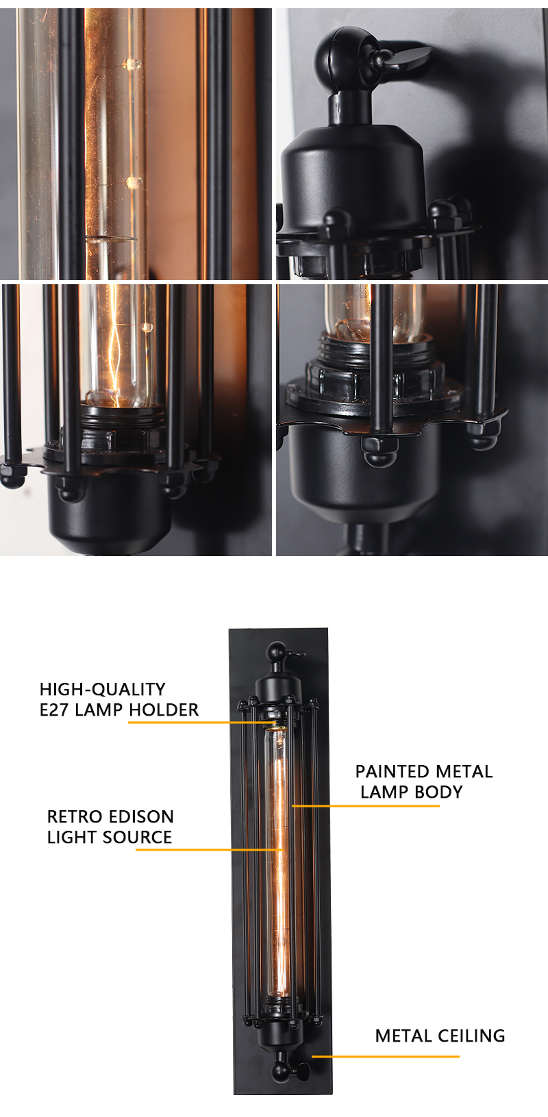 Retro Industrial Style Iron Wall Light Corridor Staircase Restaurant Loft Bedroom Lamp Bedside House Decor Indoor LED Lighting