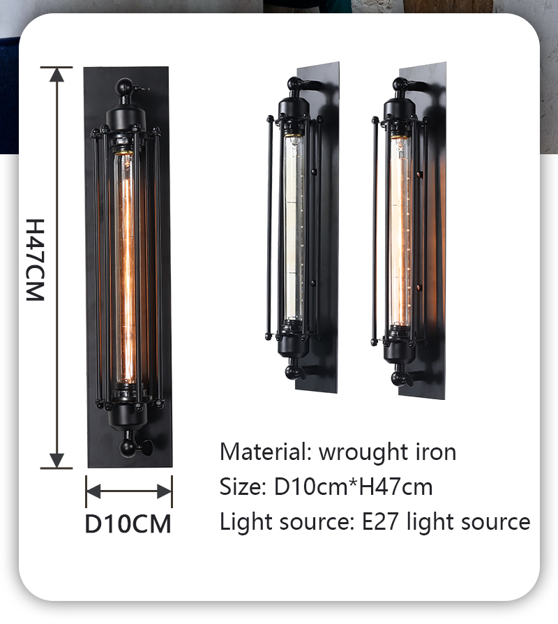 Retro Industrial Style Iron Wall Light Corridor Staircase Restaurant Loft Bedroom Lamp Bedside House Decor Indoor LED Lighting