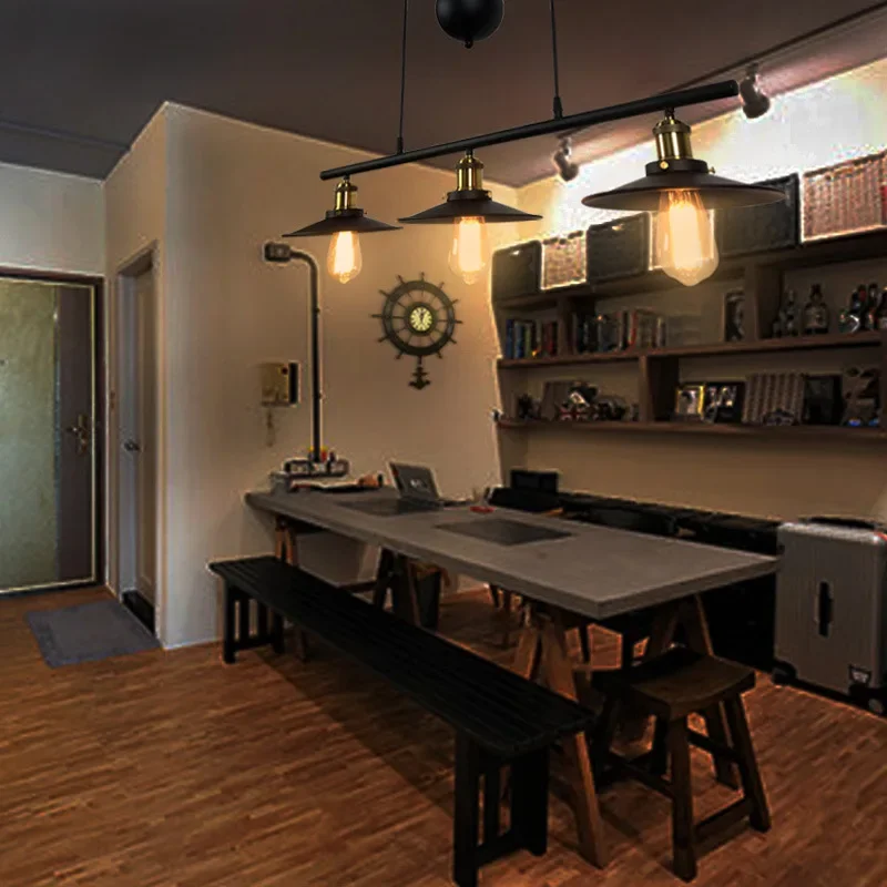 Vintage Industrial Black 3 Heads Pendant Lights 110-240V Iron Pulley Hanging Lamp Bar Indoor Lighting E27 light fixtures Vintage Industrial Black 3 Heads Pendant Lights 110-240V Iron Pulley Hanging Lamp Bar Indoor Lighting E27 light fixtures