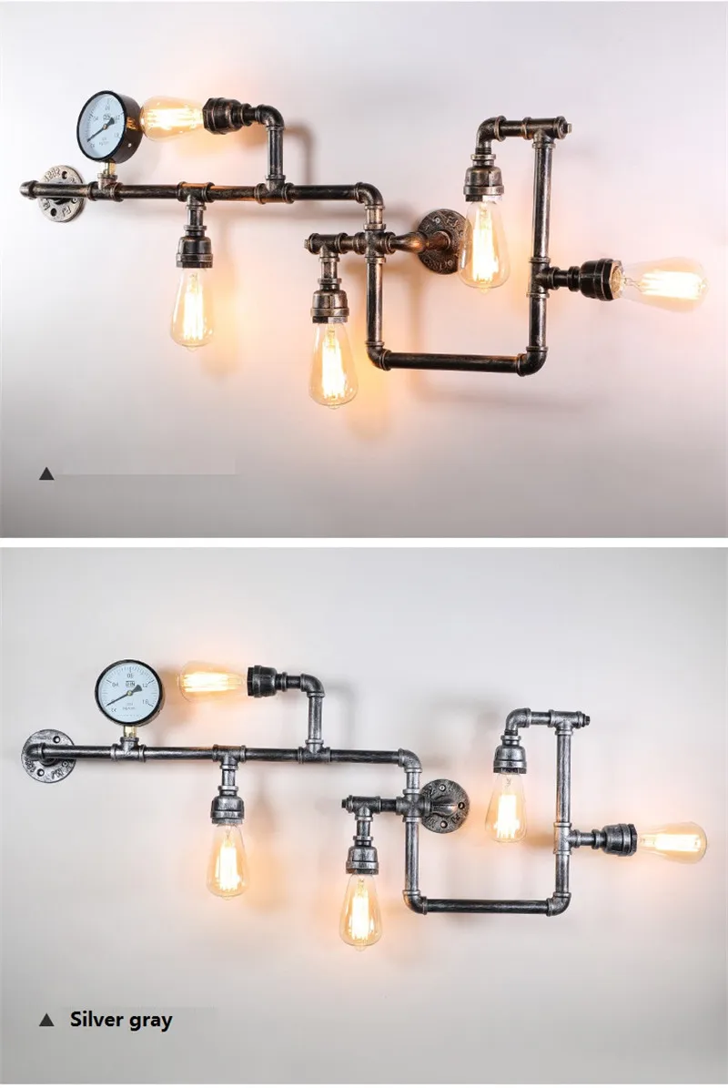 Industrial Water Pipe Wall Light Vintage Metal Loft Sconce For Living Room Restaurant Bar Retro Lamp Home Interior Luminaire