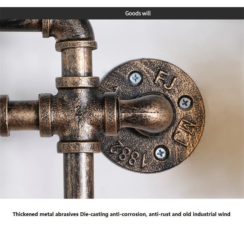 Industrial Water Pipe Wall Light Vintage Metal Loft Sconce For Living Room Restaurant Bar Retro Lamp Home Interior Luminaire